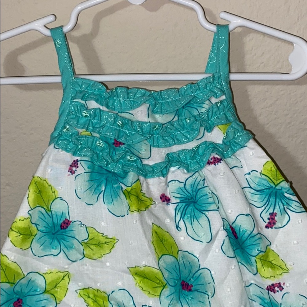 White with turquoise flower dress